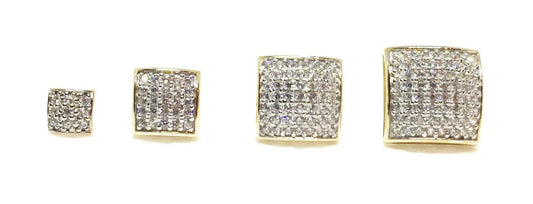 10K Solid Gold Square Micro Pave Cubic Zirconia Stud Earrings - ADIRFINE