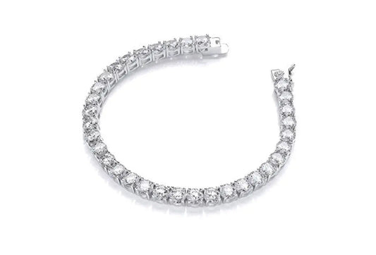 18K White Gold Plated Round Cubic Zirconia Tennis Bracelet - ADIRFINE