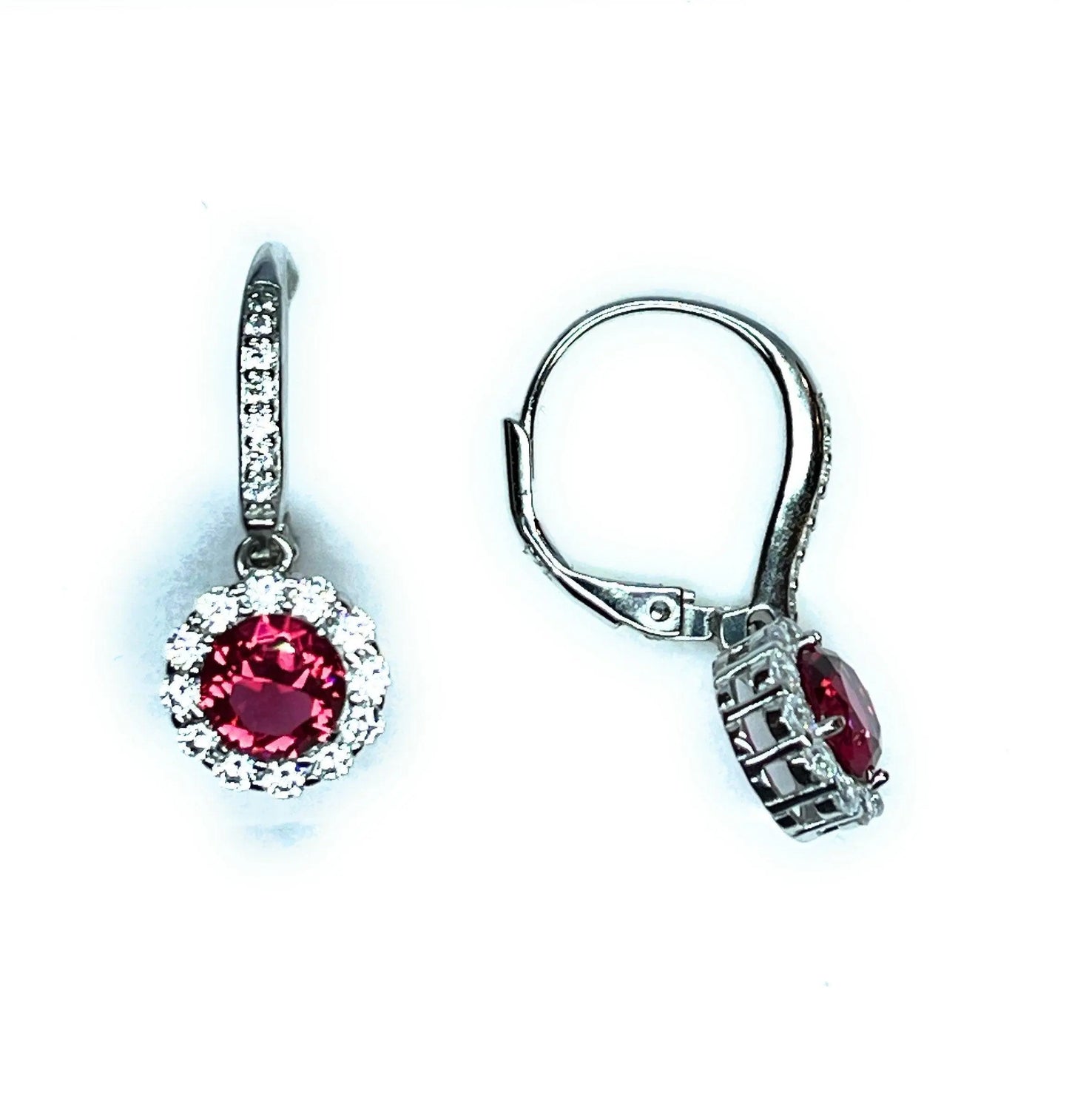 925 Sterling Silver Dangling Birthstone Color Stone Lever Back Earrings - ADIRFINE