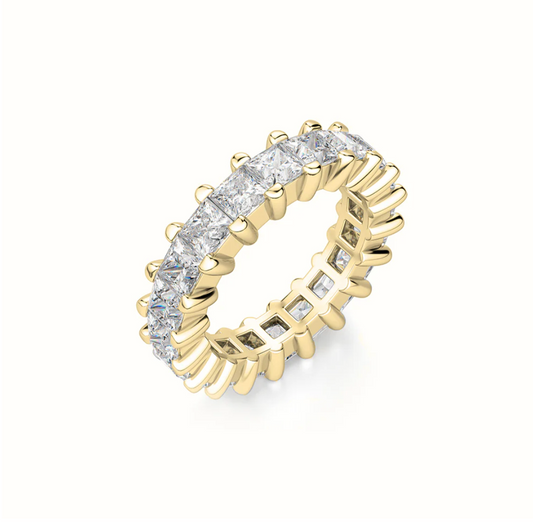 ADIRFINE 18K Gold Plated 3MM Princess Cut Cubic Zirconia Eternity Band