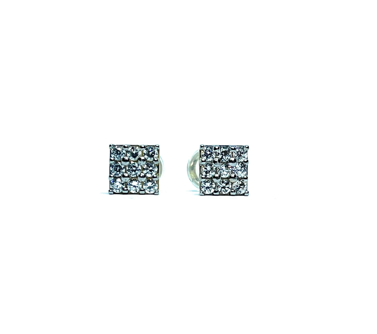 10K Solid Gold 6.5mm Square Micro Pave Cubic Zirconia Studs Earrings - ADIRFINE 