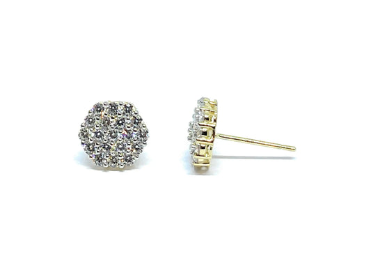 10K Solid Gold Cubic Zirconia Cluster stud Earrings - ADIRFINE 