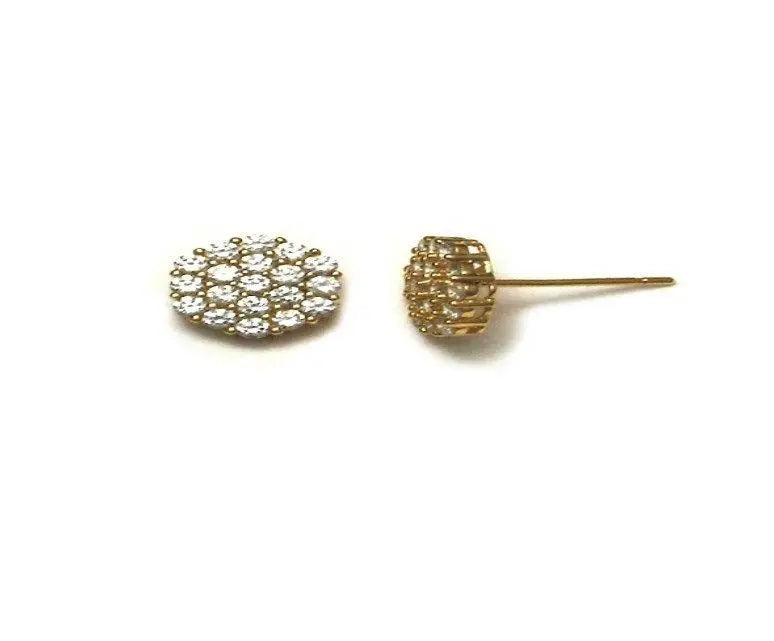 10K Solid Gold Cubic Zirconia Cluster stud Earrings - ADIRFINE 