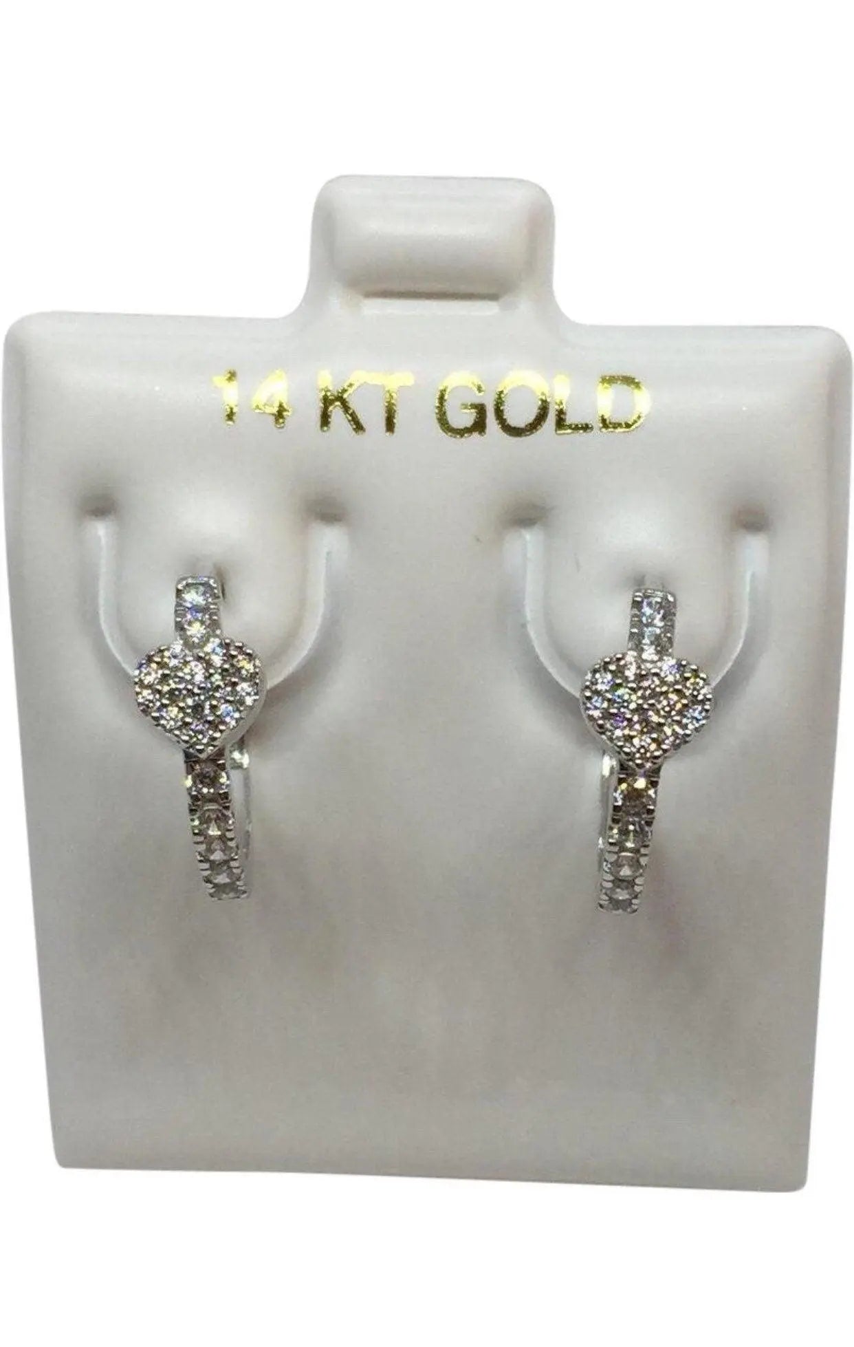 10K Solid Gold Cubic Zirconia Heart shaped Huggie Hoop Earrings - ADIRFINE 