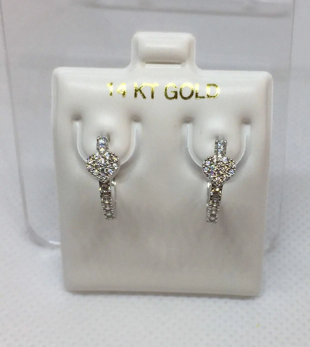 10K Solid Gold Cubic Zirconia Heart shaped Huggie Hoop Earrings - ADIRFINE 