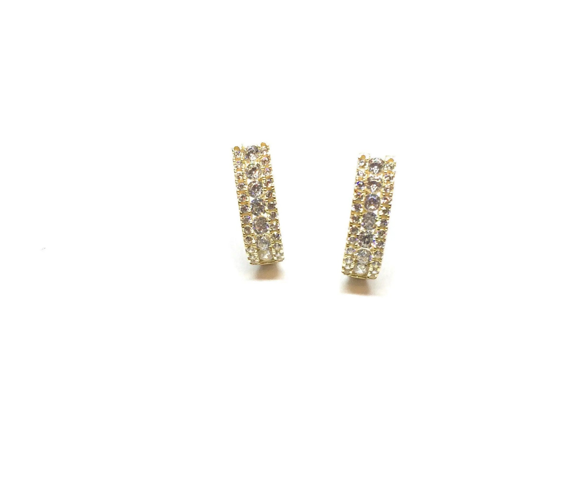 10K Solid Gold Cubic Zirconia Huggie Hoop Earrings - ADIRFINE 