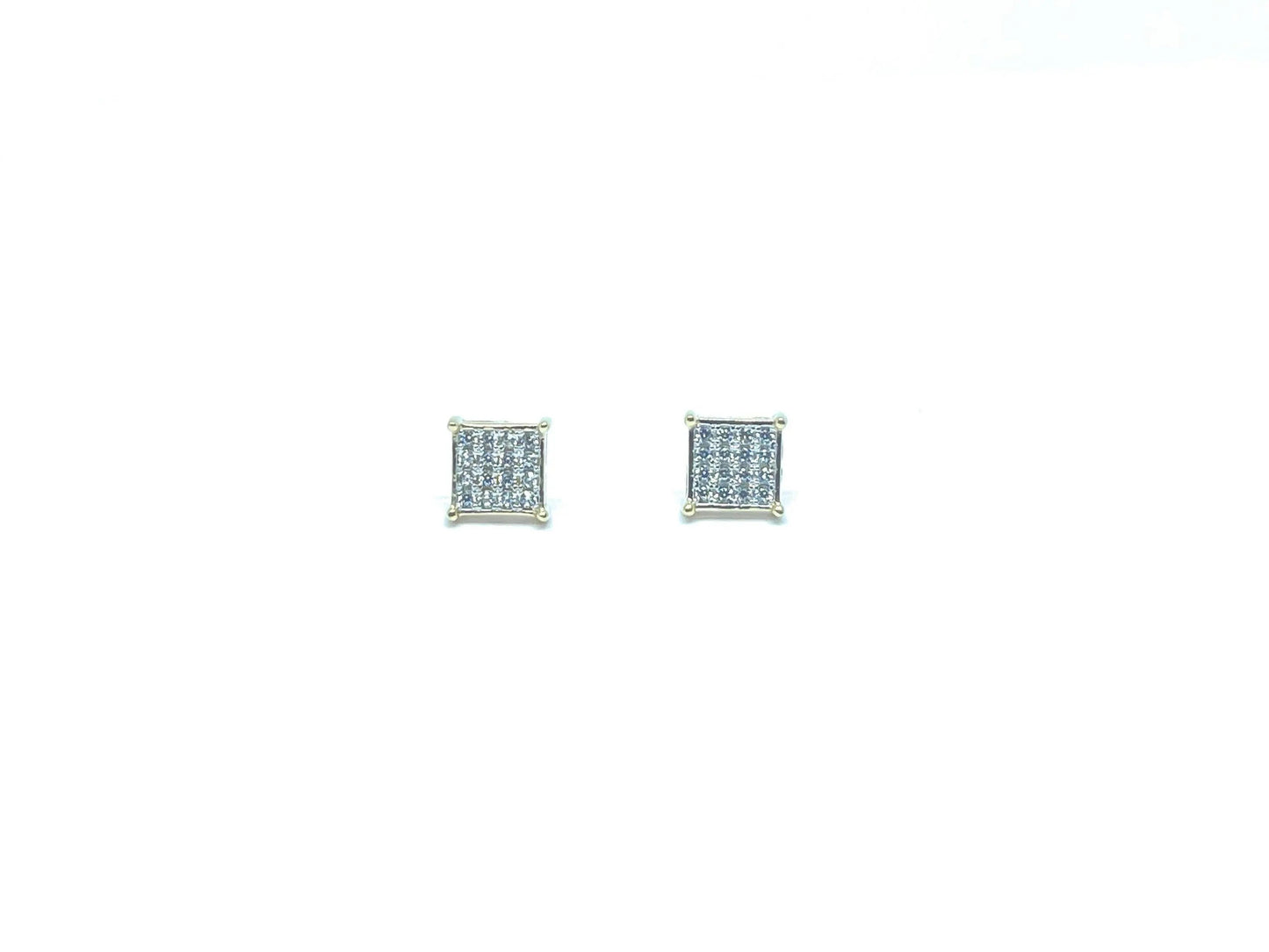 10K Solid Gold Square Micro Pave Cubic Zirconia Stud Earrings - ADIRFINE 