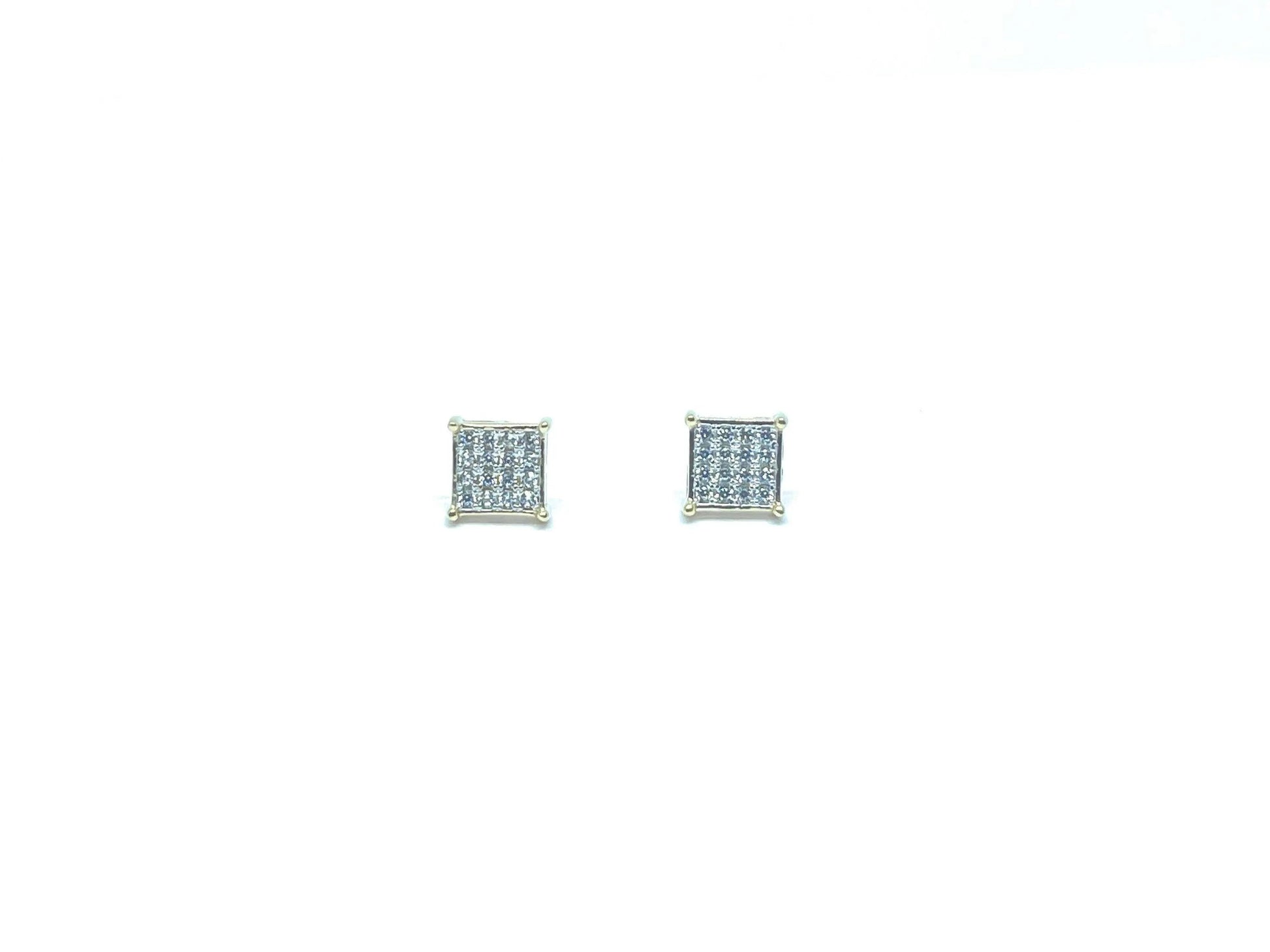 10K Solid Gold Square Micro Pave Cubic Zirconia Stud Earrings - ADIRFINE 