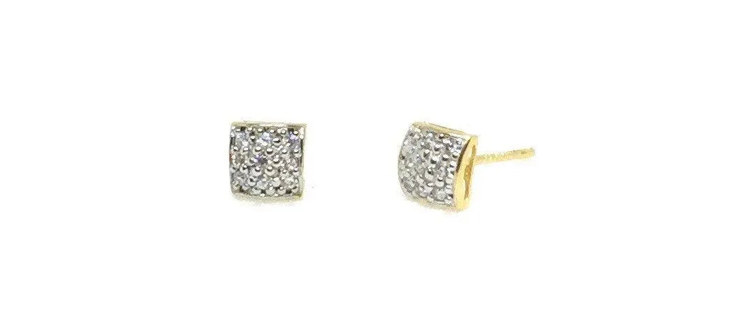 10K Solid Gold Square Micro Pave Cubic Zirconia Stud Earrings - ADIRFINE 