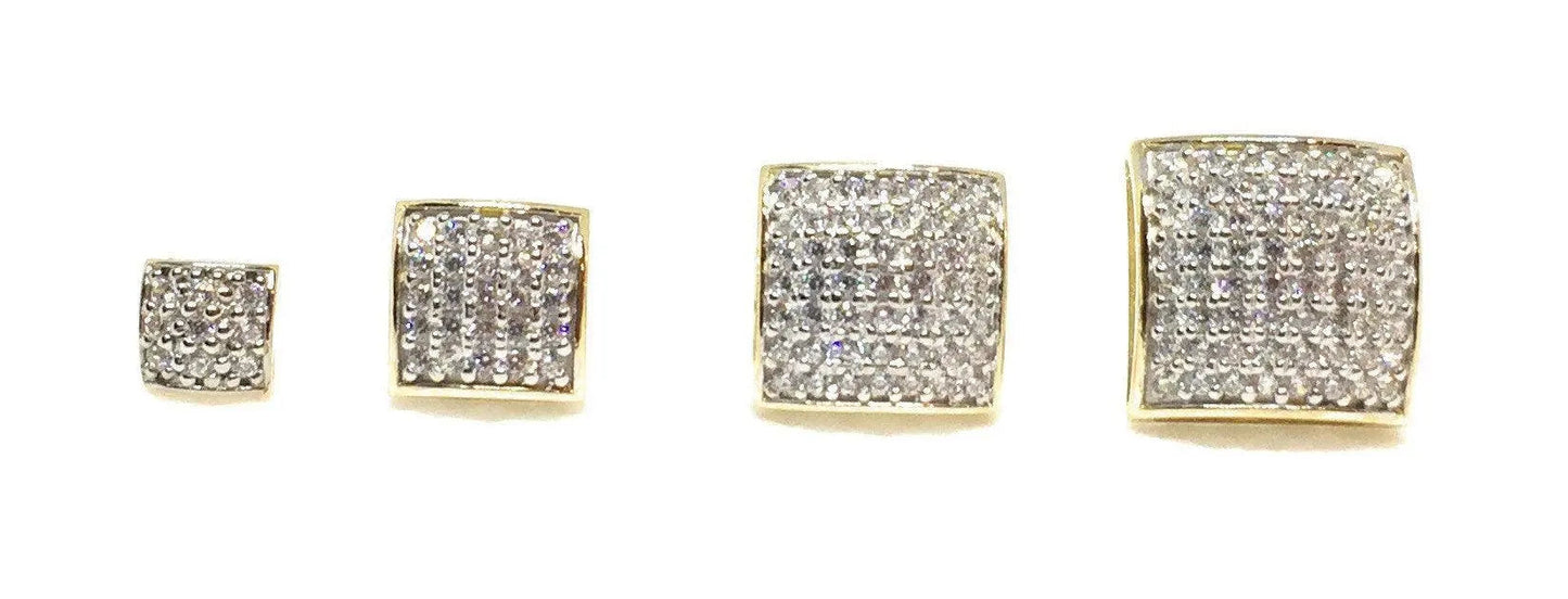 10K Solid Gold Square Micro Pave Cubic Zirconia Stud Earrings - ADIRFINE 