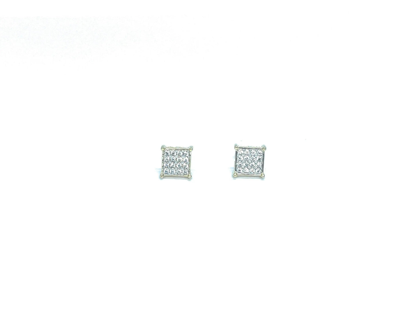 10K Solid Gold Square Micro Pave Cubic Zirconia Stud Earrings - ADIRFINE 