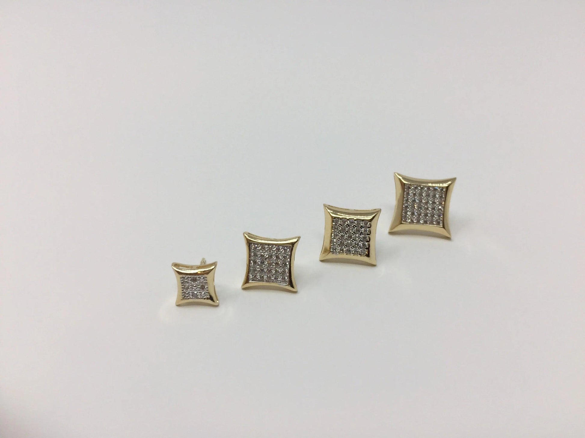 10K Solid Gold Square Micro Pave Cubic Zirconia Studs Earrings - ADIRFINE 