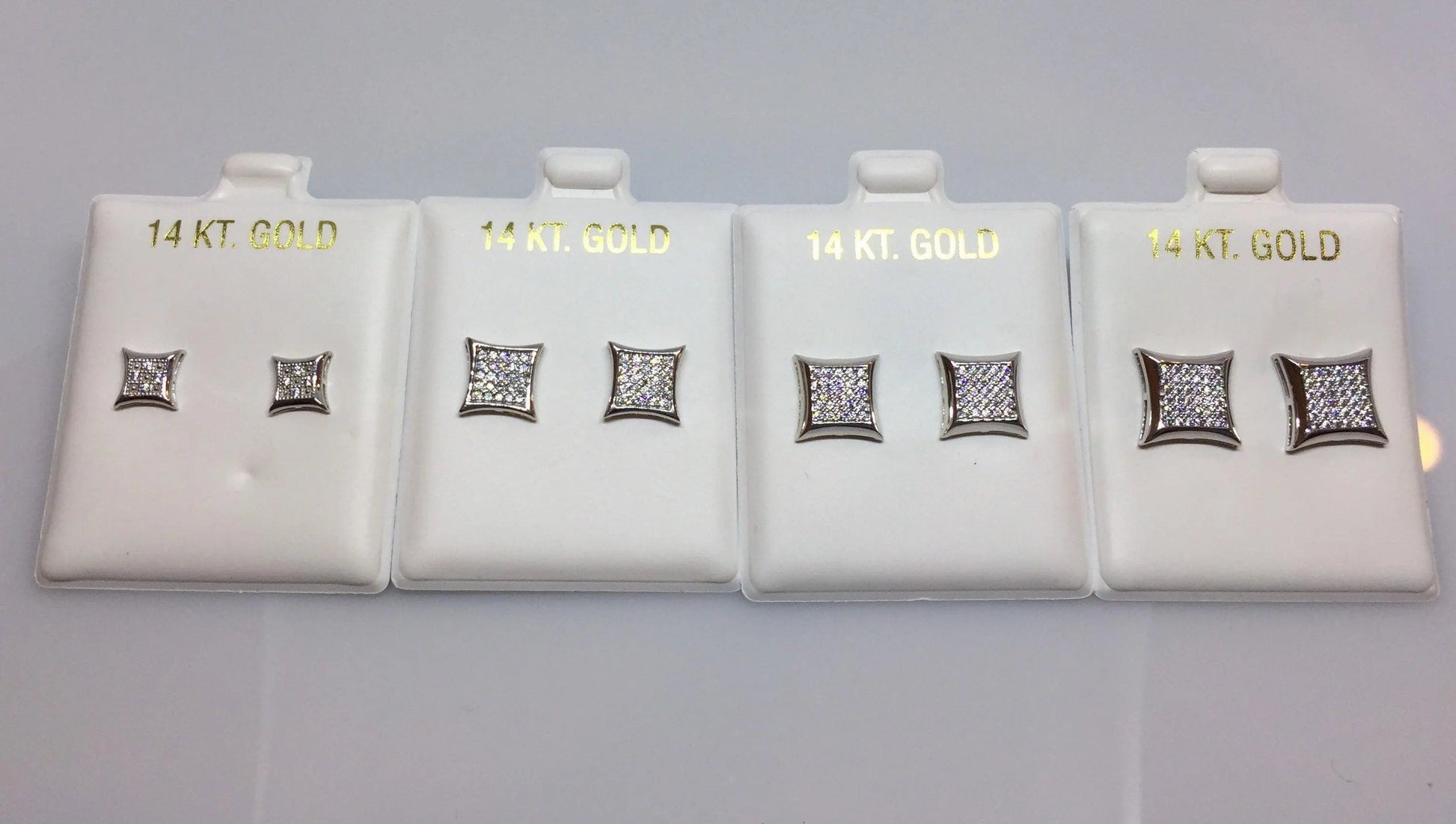 10K Solid Gold Square Micro Pave Cubic Zirconia Studs Earrings - ADIRFINE 