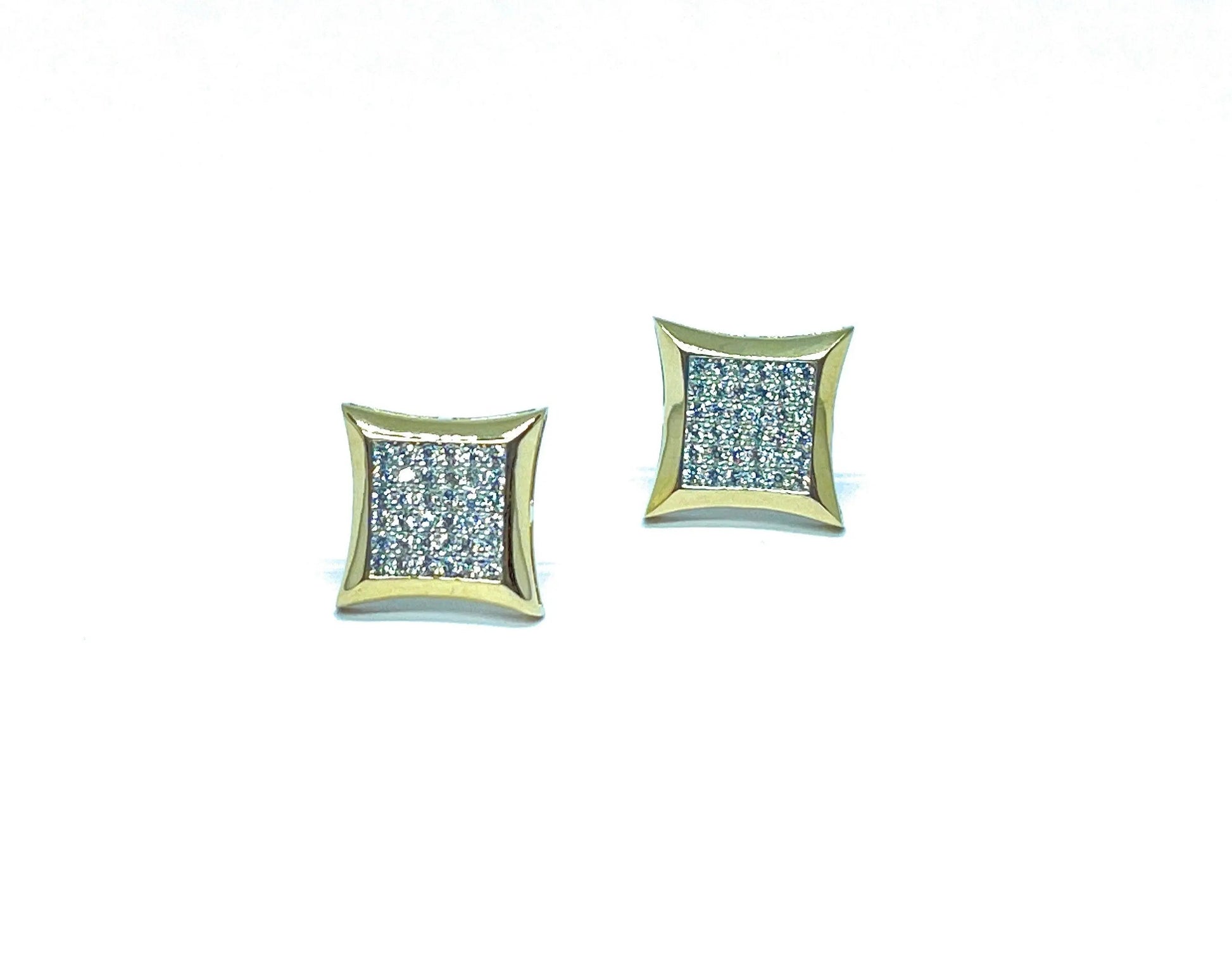 14K Solid Gold 10.5mm Square Micro Pave Cubic Zirconia Studs Earrings - ADIRFINE 