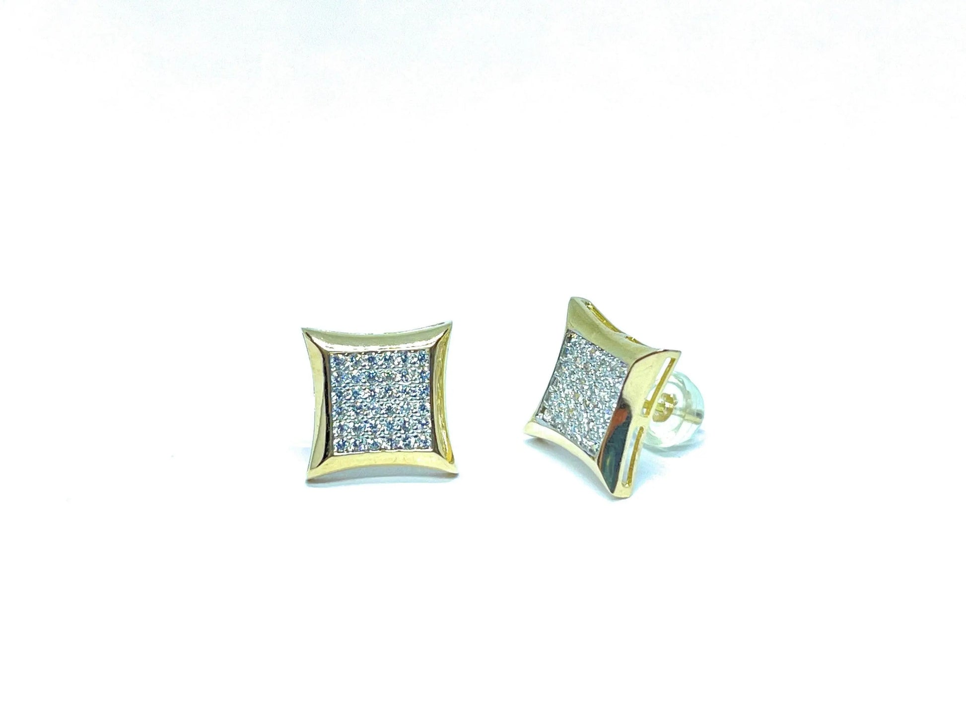 14K Solid Gold 10.5mm Square Micro Pave Cubic Zirconia Studs Earrings - ADIRFINE 