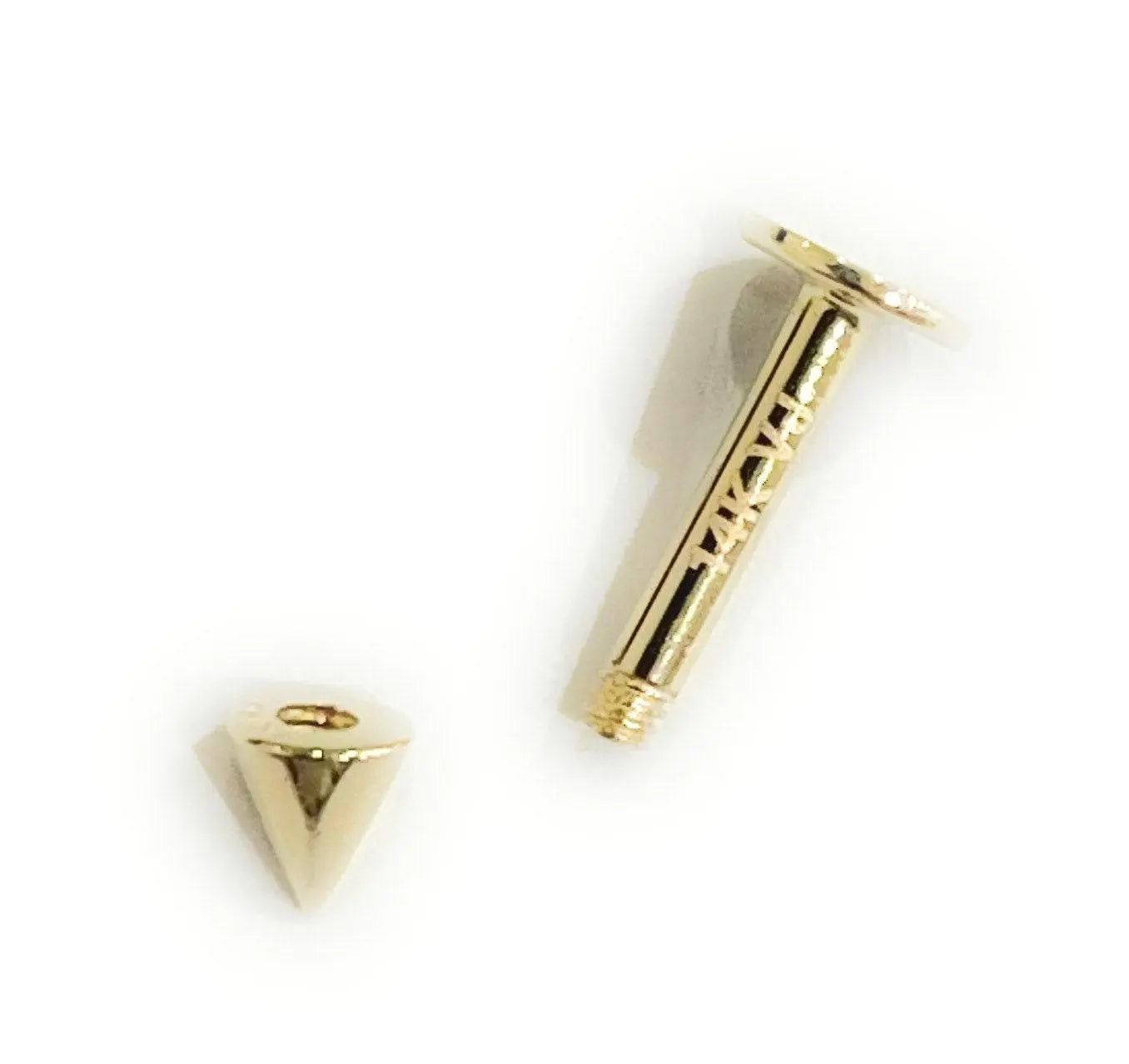 14K Solid Gold 14 Gauge Spike Labret Monroe tragus Stud barbell Body Jewelry - ADIRFINE 