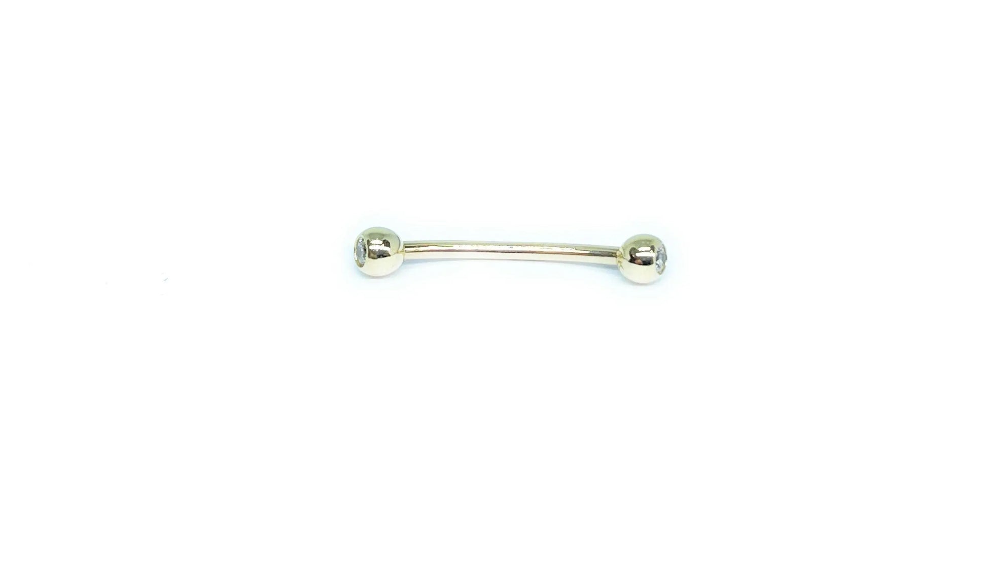 14K Solid Gold 16 Gauge Curved barbell eyebrow Ring Body Jewelry - ADIRFINE 