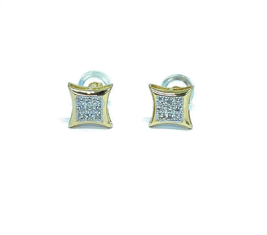 ADIRFINE 14K Solid Gold 6.5mm Square Micro Pave Cubic Zirconia Stud Earrings