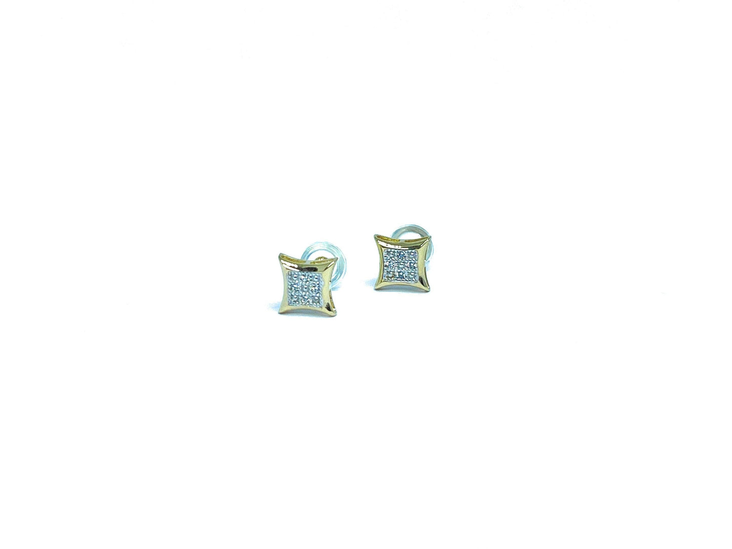 ADIRFINE 10K Solid Gold 6MM Square Micro Pave Cubic Zirconia Studs Earrings