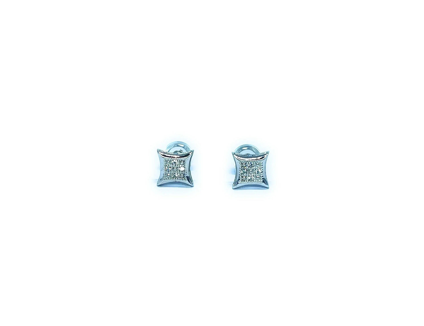 ADIRFINE 14K Solid Gold 6.5mm Square Micro Pave Cubic Zirconia Stud Earrings