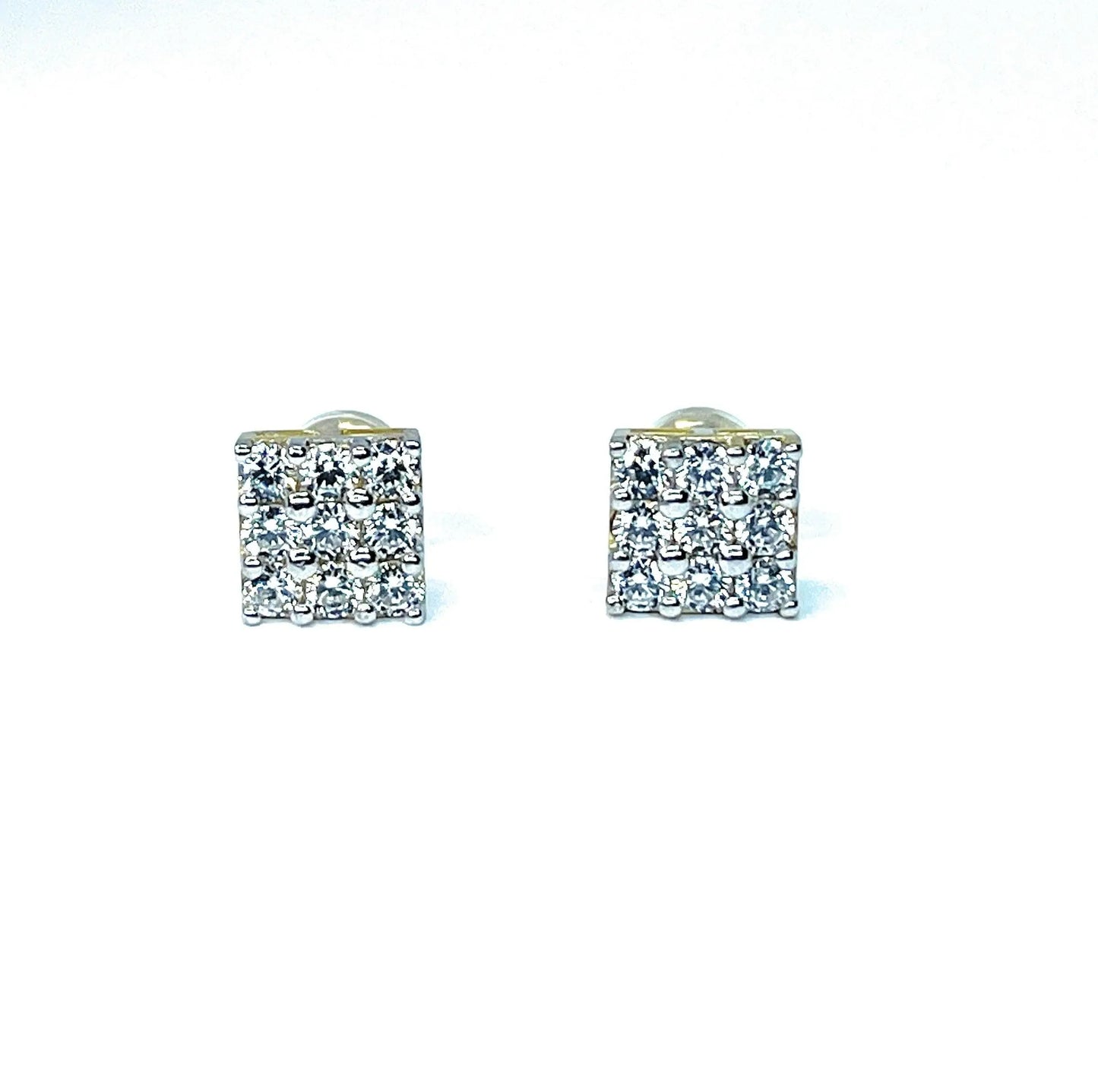 14K Solid Gold 7.5mm Square Micro Pave Cubic Zirconia Studs Earrings - ADIRFINE 