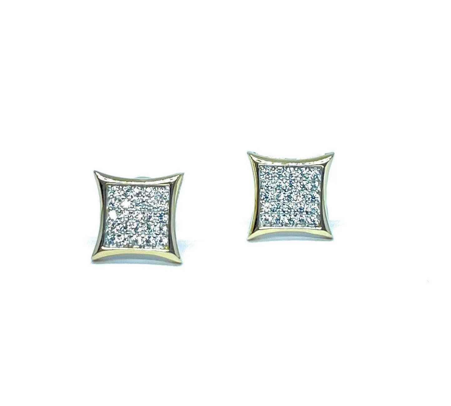 14K Solid Gold 8.5mm Square Micro Pave Cubic Zirconia Studs Earrings - ADIRFINE 