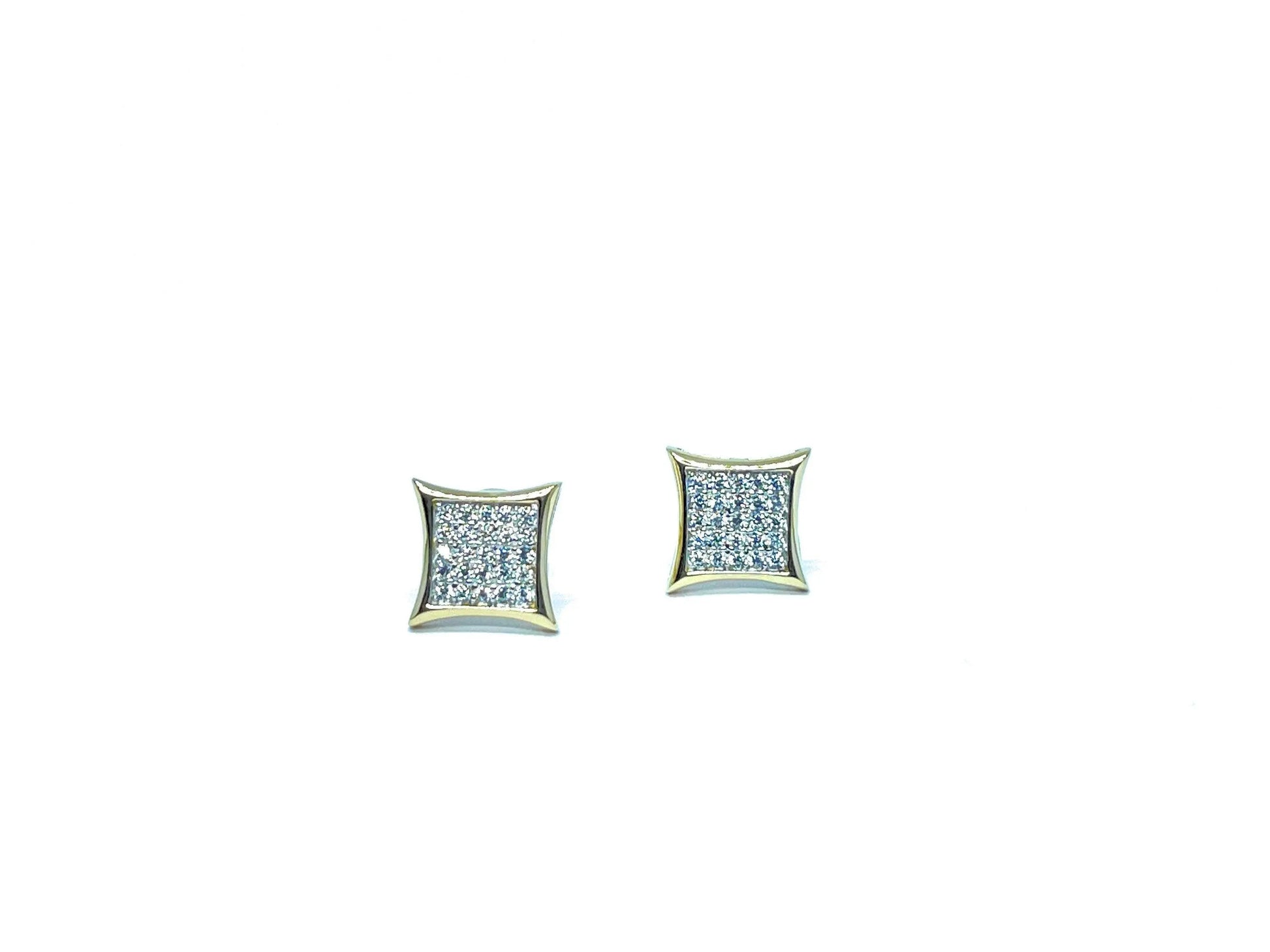 14K Solid Gold 8.5mm Square Micro Pave Cubic Zirconia Studs Earrings - ADIRFINE 