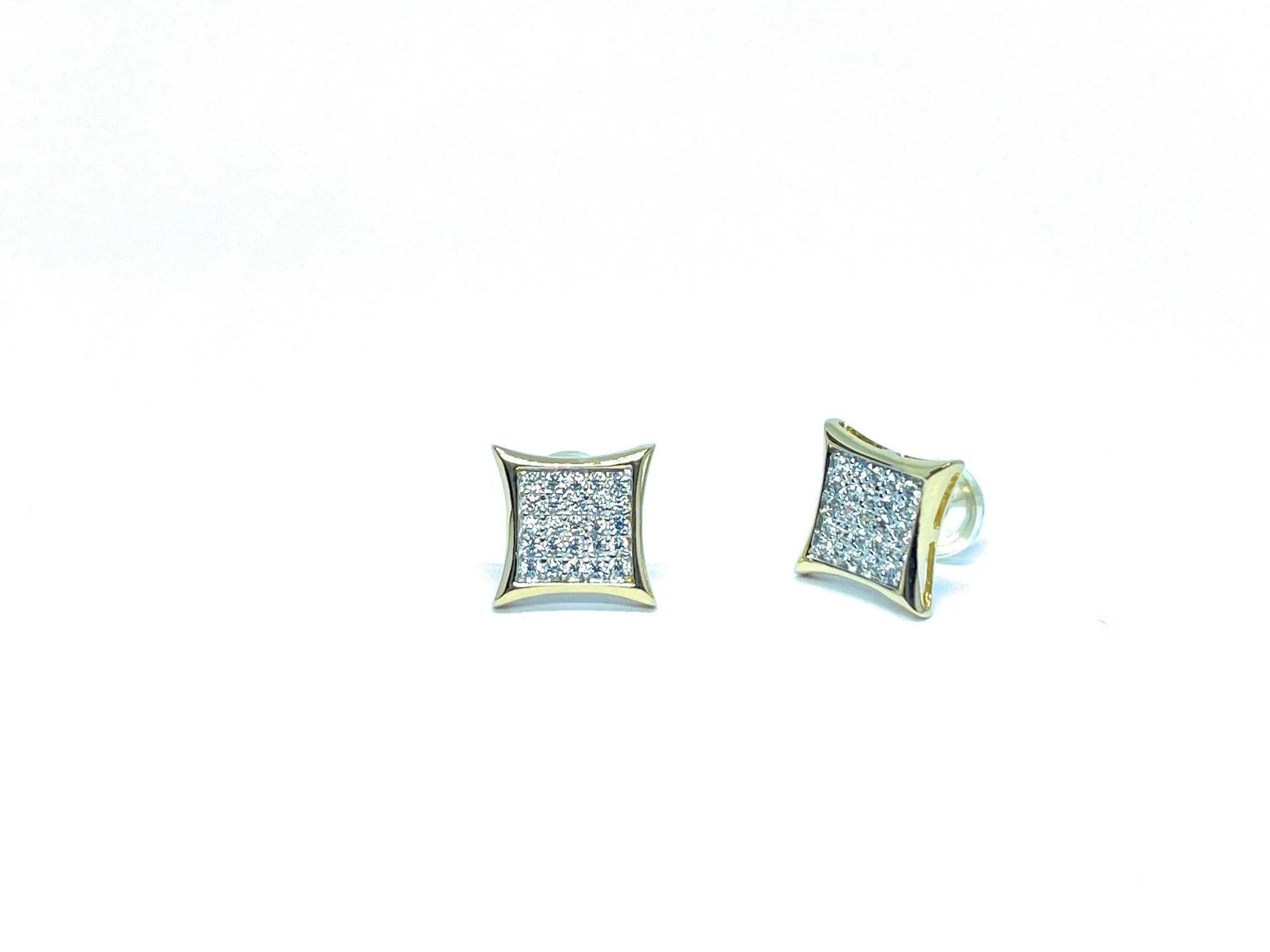 14K Solid Gold 8.5mm Square Micro Pave Cubic Zirconia Studs Earrings - ADIRFINE 