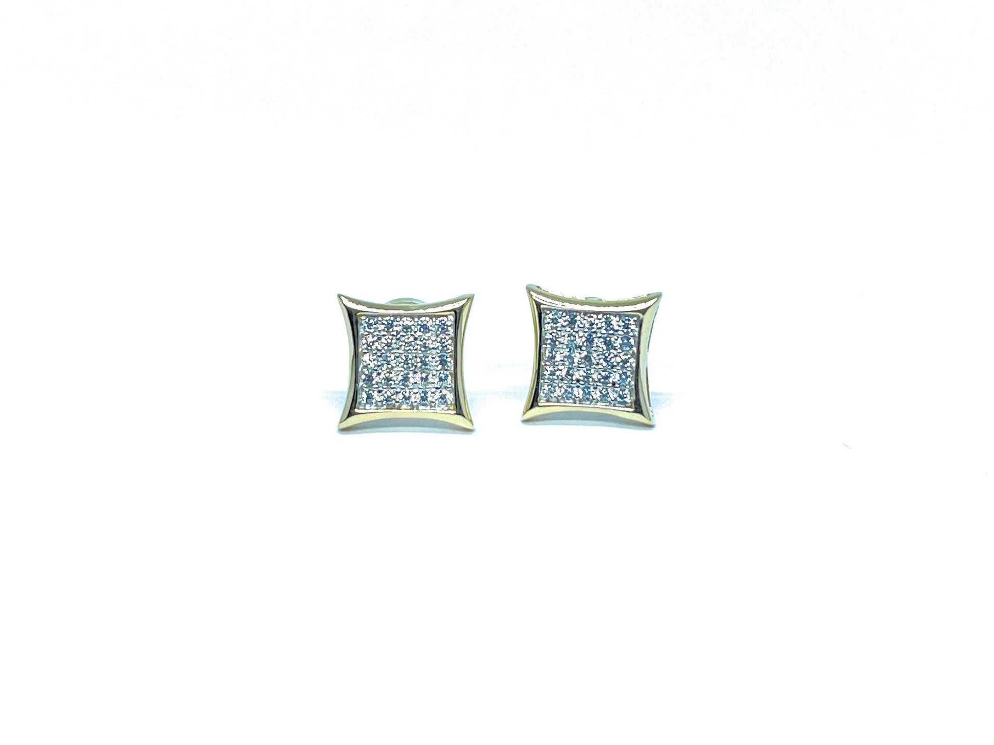 14K Solid Gold 8.5mm Square Micro Pave Cubic Zirconia Studs Earrings - ADIRFINE 