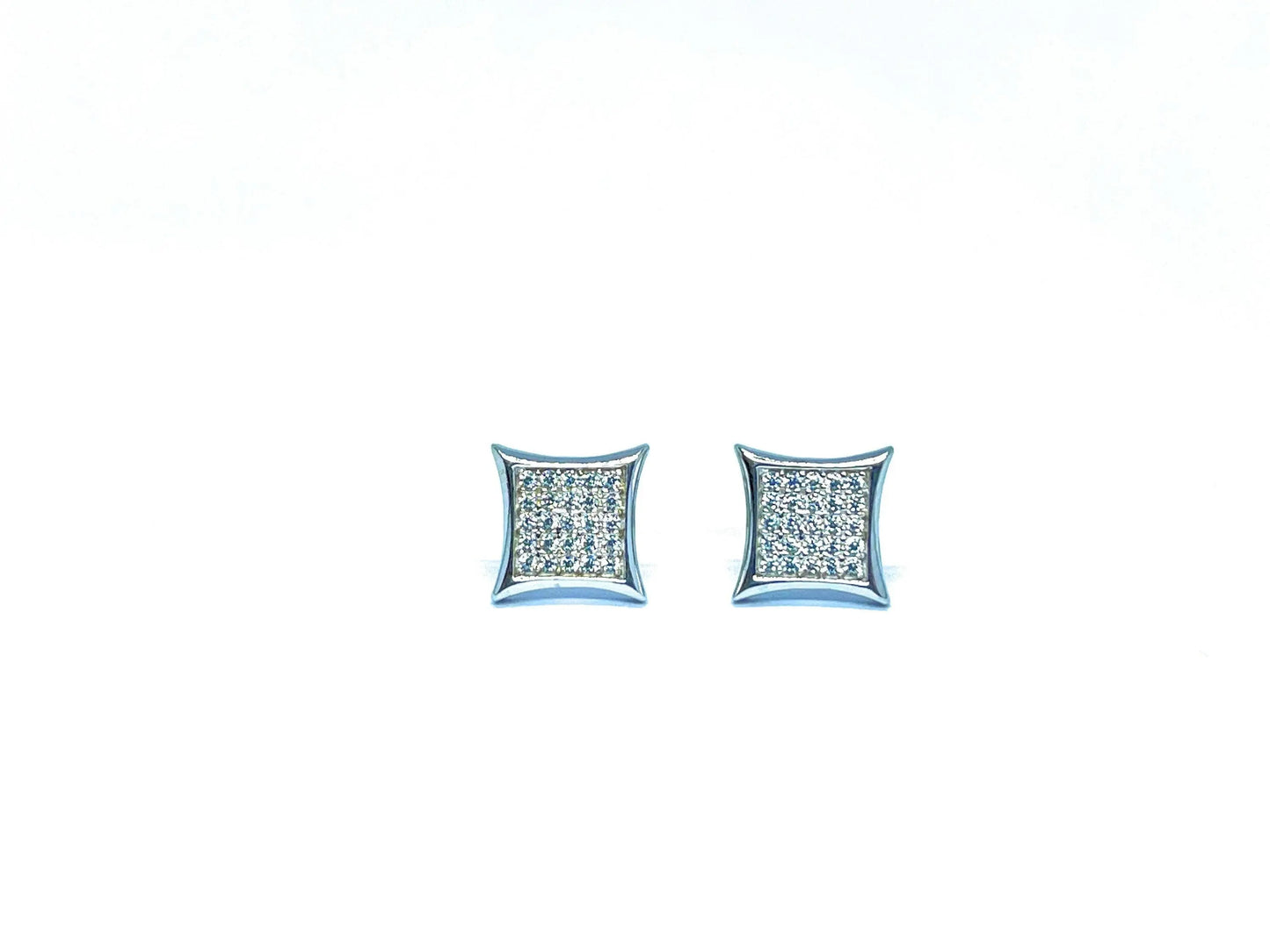 14K Solid Gold 8.5mm Square Micro Pave Cubic Zirconia Studs Earrings - ADIRFINE 