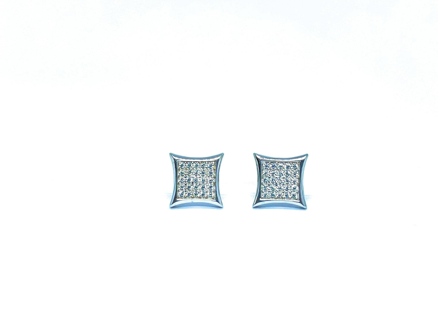 ADIRFINE 10K Solid Gold 10MM Square Micro Pave Cubic Zirconia Studs Earrings