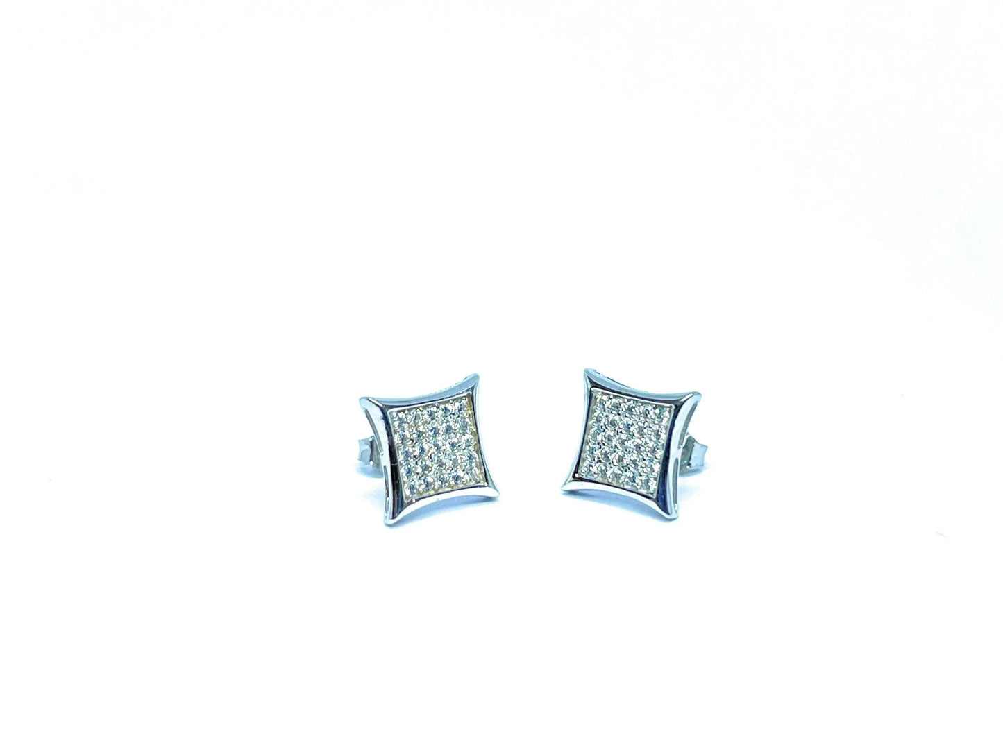 14K Solid Gold 8.5mm Square Micro Pave Cubic Zirconia Studs Earrings - ADIRFINE 