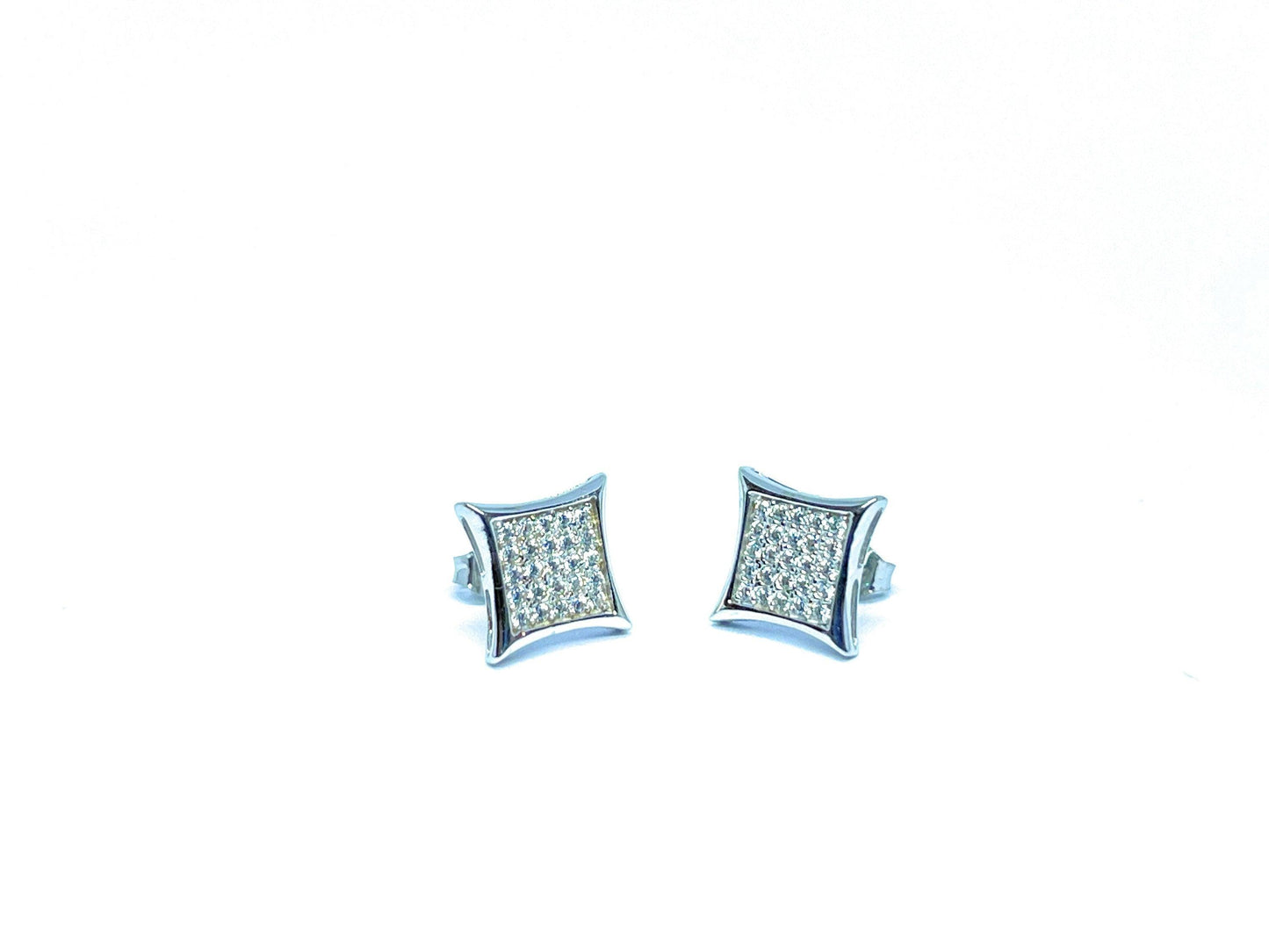 ADIRFINE 10K Solid Gold 10MM Square Micro Pave Cubic Zirconia Studs Earrings