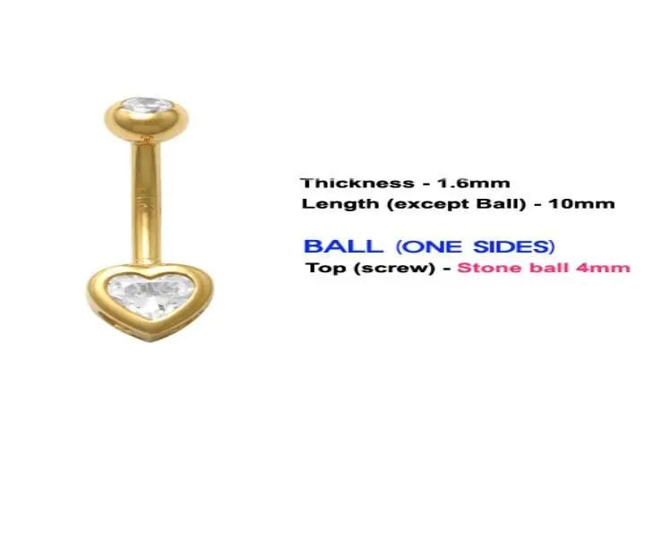 14K Solid Gold Banana Bar Heart Belly Button Ring - ADIRFINE 