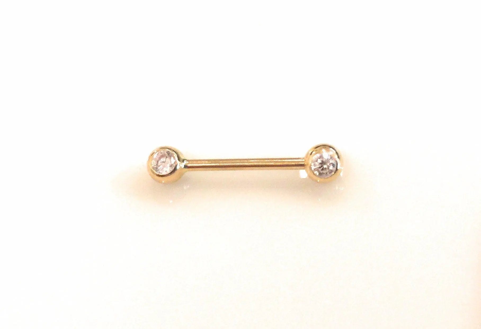 14K Solid Gold Barbell Nipple/Eyebrow/Septum/Nose Piercing Body Jewelry - ADIRFINE 