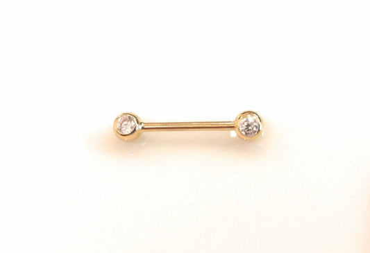 14K Solid Gold Barbell Nipple/Eyebrow/Septum/Nose Piercing Body Jewelry - ADIRFINE 