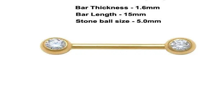 14K Solid Gold Barbell Nipple/Eyebrow/Septum/Nose Piercing Body Jewelry - ADIRFINE 