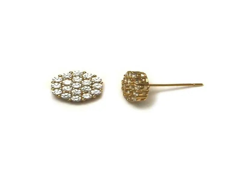 14K Solid Gold Cubic Zirconia Cluster stud Earrings - ADIRFINE 