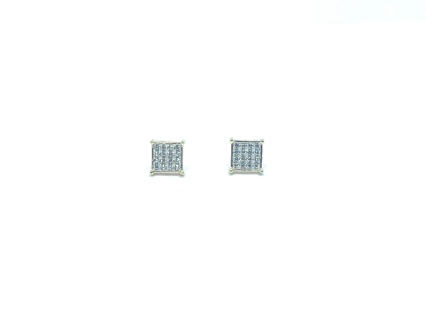 14K Solid Gold Square Micro Pave Cubic Zirconia Stud Earrings - ADIRFINE 