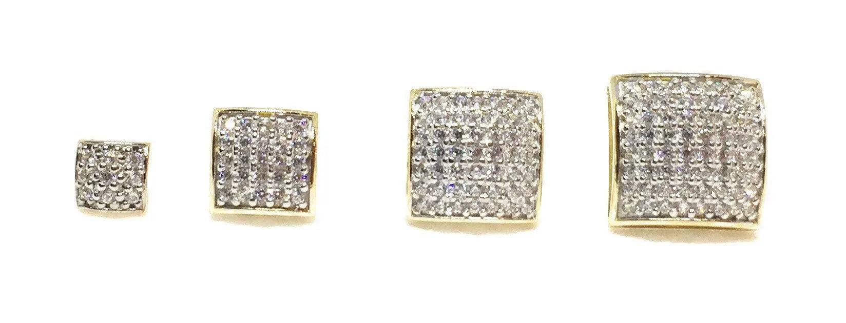 14K Solid Gold Square Micro Pave Cubic Zirconia Stud Earrings - ADIRFINE 