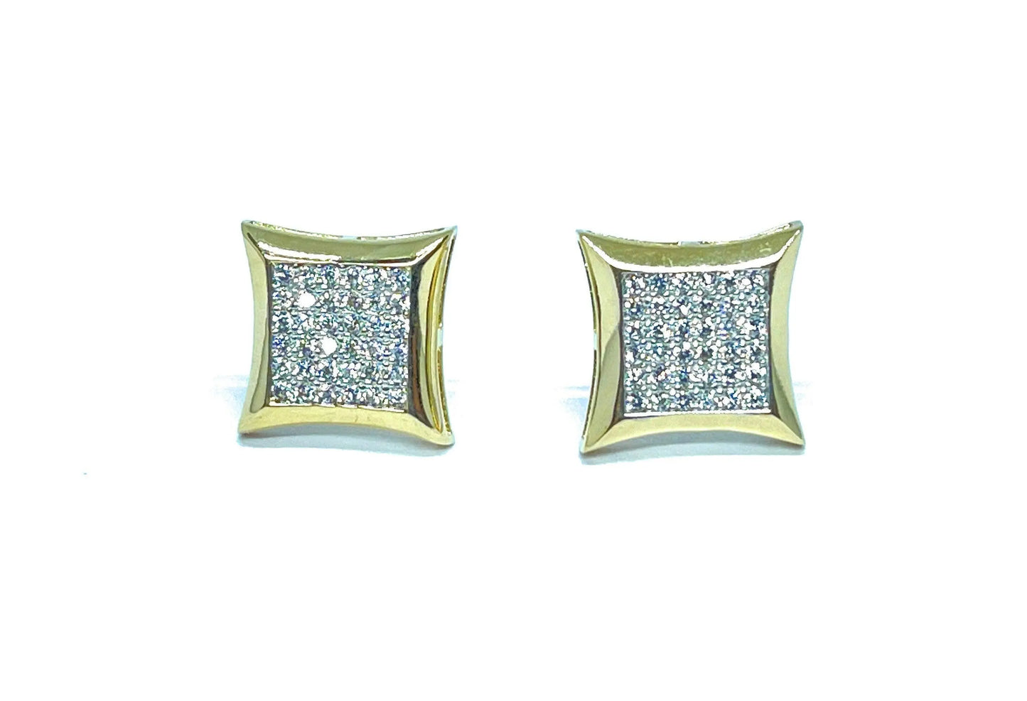 14K Solid Gold Square Micro Pave Cubic Zirconia Studs Earrings - ADIRFINE 