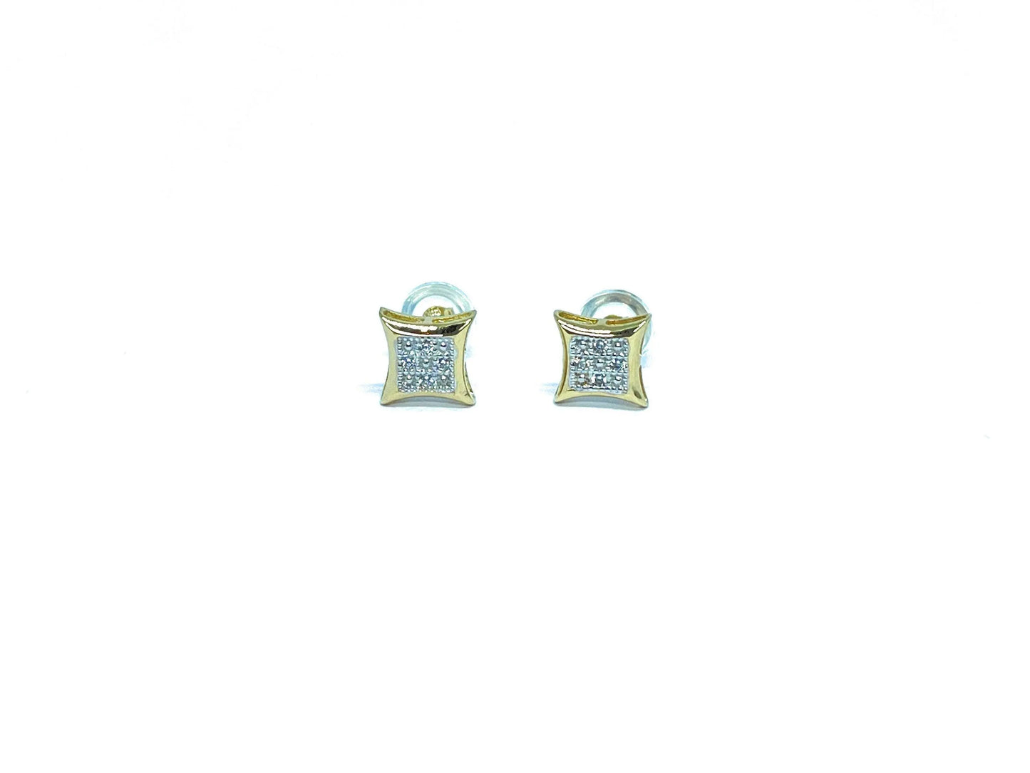 14K Solid Gold Square Micro Pave Cubic Zirconia Studs Earrings - ADIRFINE 