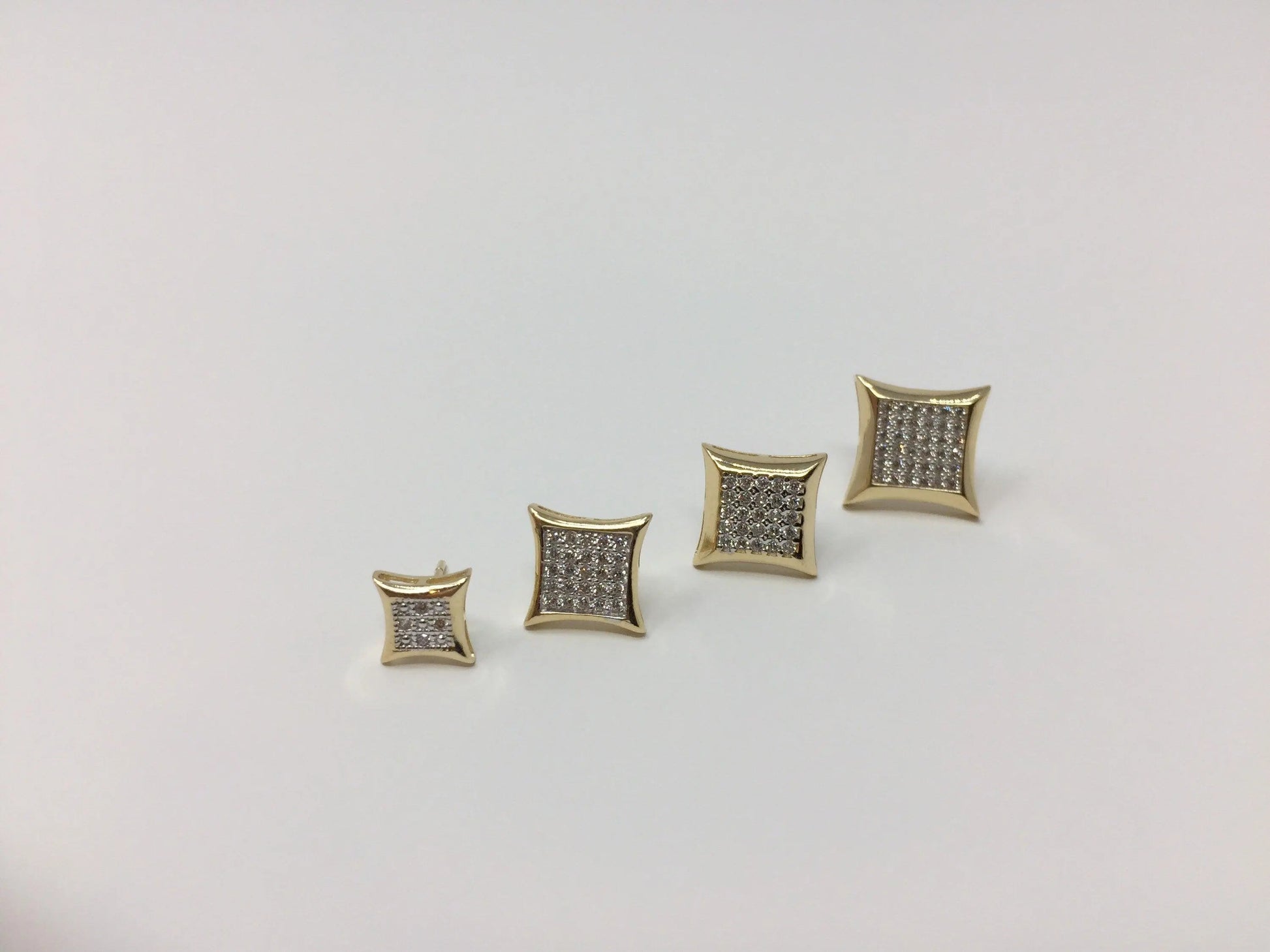 14K Solid Gold Square Micro Pave Cubic Zirconia Studs Earrings - ADIRFINE 