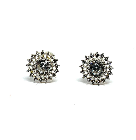 14K Solid Gold Starburst Cubic Zirconia Stud Earrings - ADIRFINE 