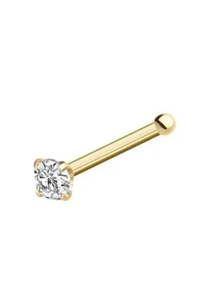 14K Solid Yellow Gold Bone Nose Stud - ADIRFINE 