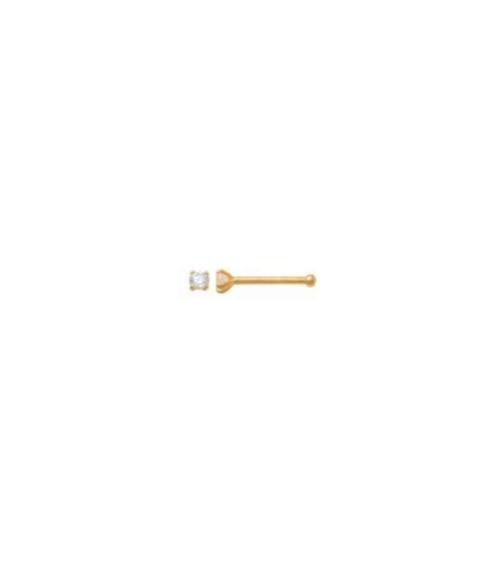 14K Solid Yellow Gold Bone Nose Stud - ADIRFINE 