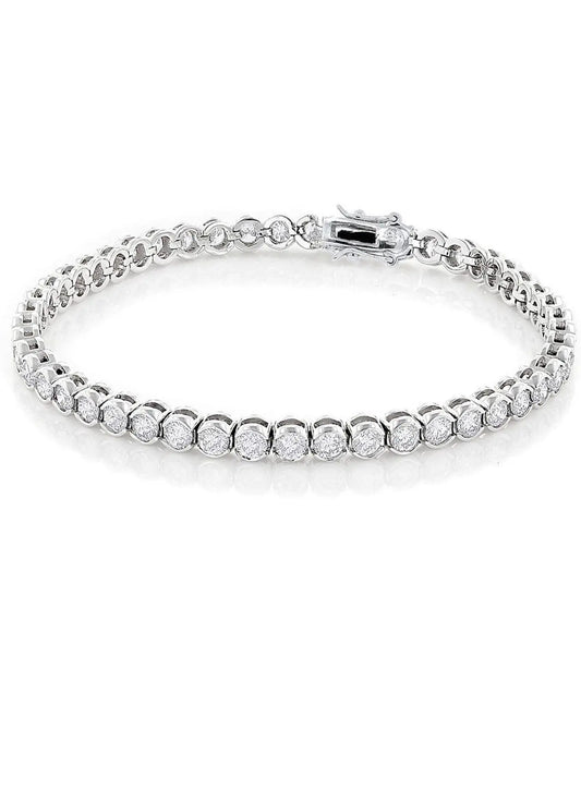 18K Gold Plated Bezel Cubic Zirconia Tennis Bracelet - ADIRFINE 