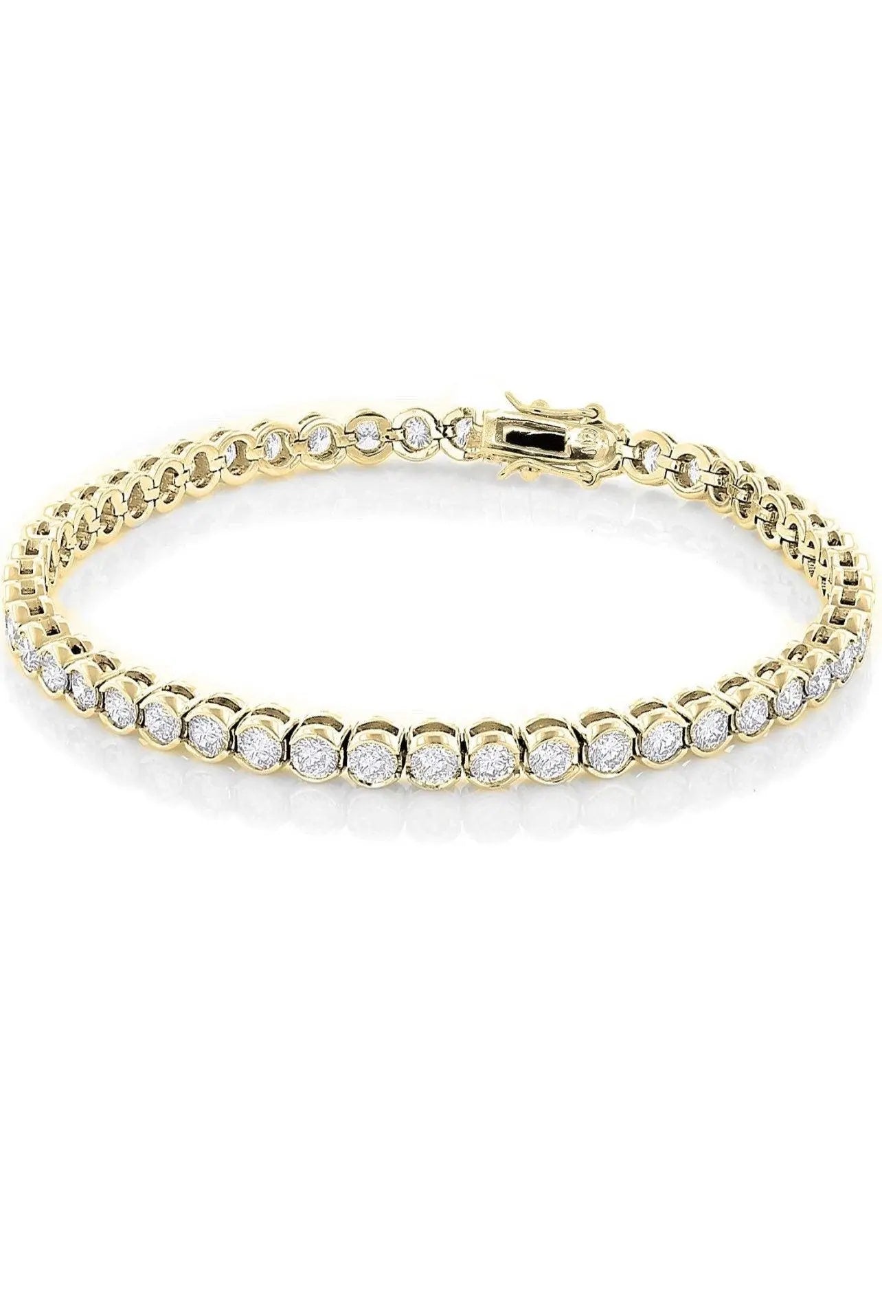 18K Gold Plated Bezel Cubic Zirconia Tennis Bracelet - ADIRFINE 