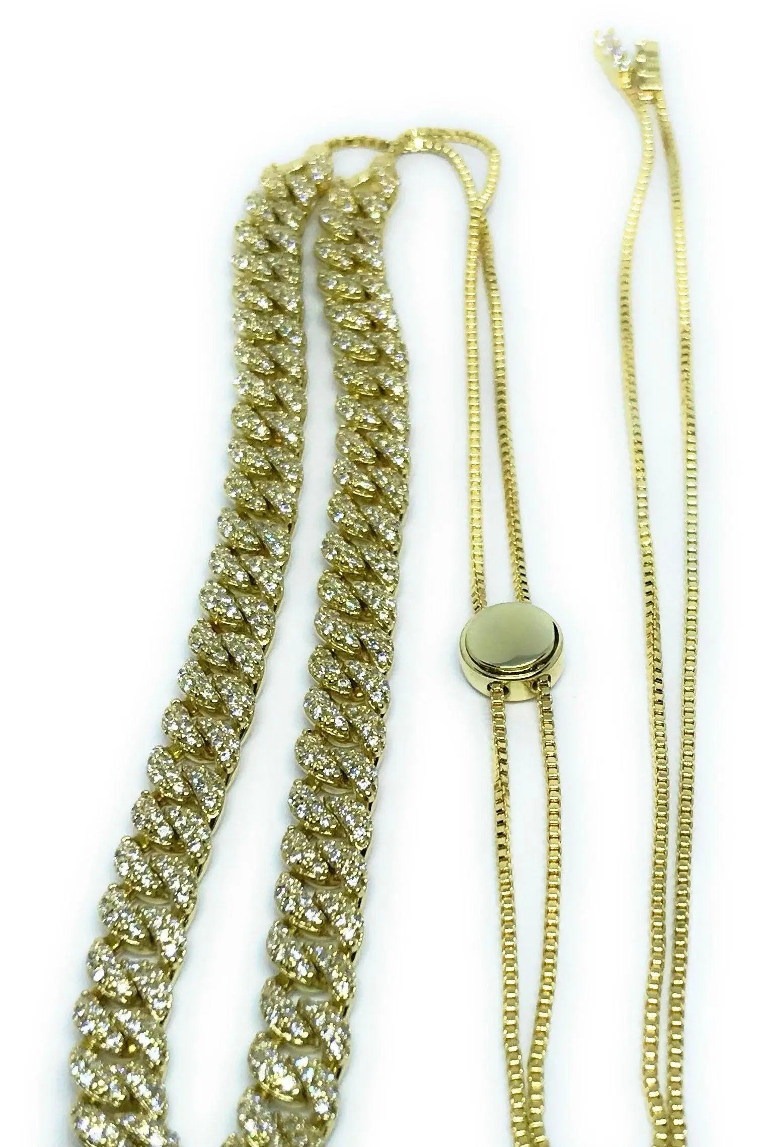 18K Gold Plated Cuban Curb Link Chain | Adjustable Bolo Choker Necklace - ADIRFINE 