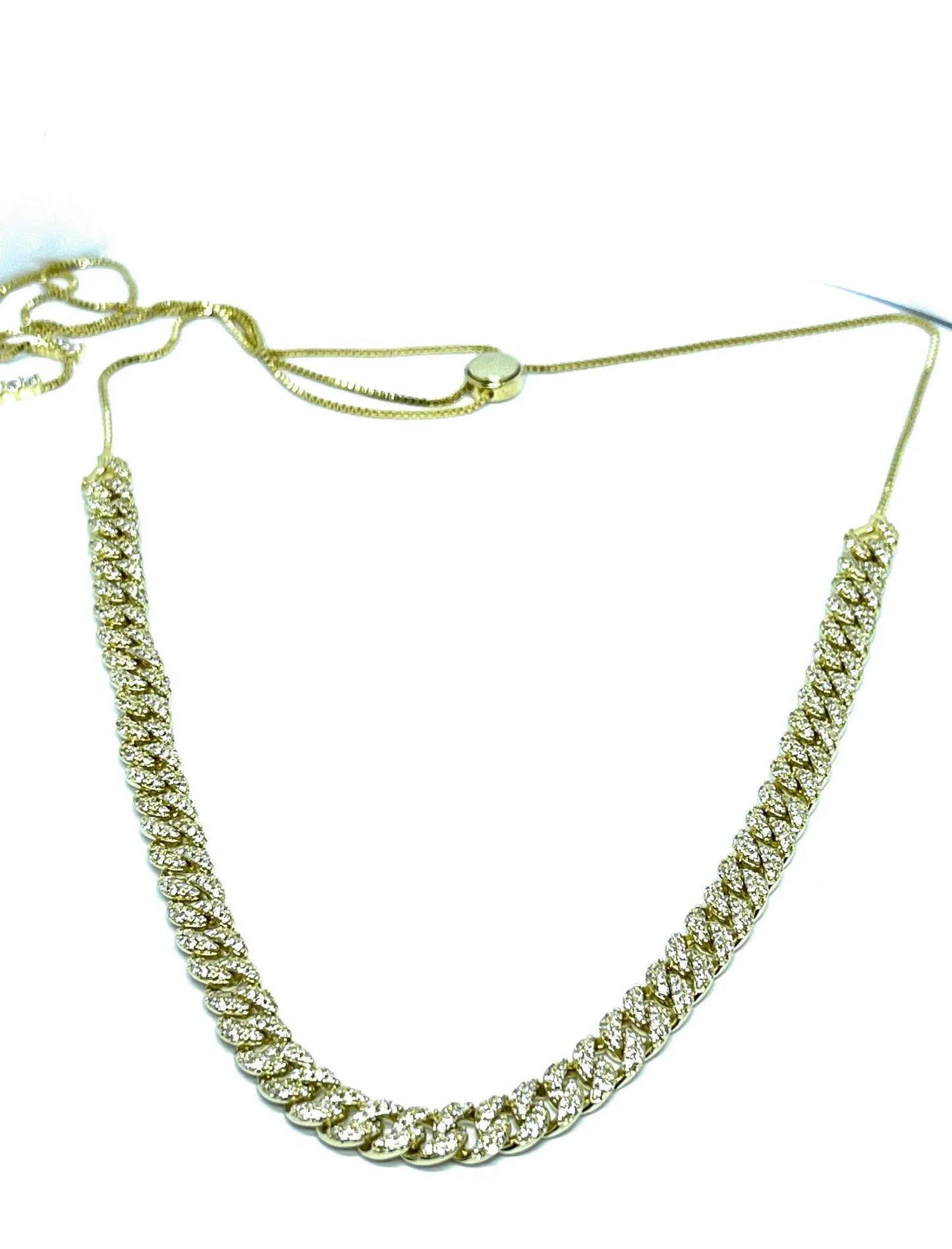 18K Gold Plated Cuban Curb Link Chain | Adjustable Bolo Choker Necklace - ADIRFINE 